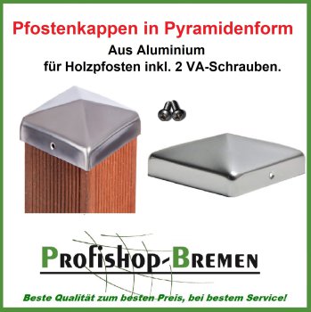 Pfostenkappe Aluminium Pyramide für Pfosten 7x7 cm